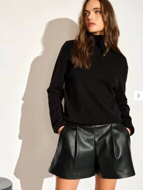 Susana Monaco Faux Leather Pleated Short, Size Small